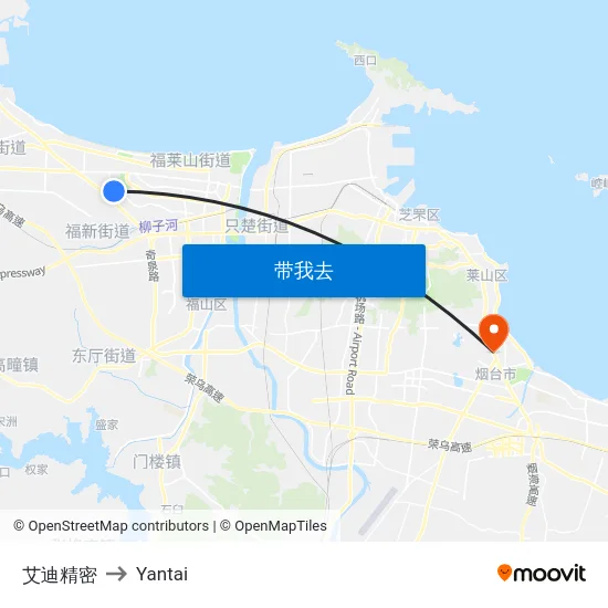 艾迪精密 to Yantai map