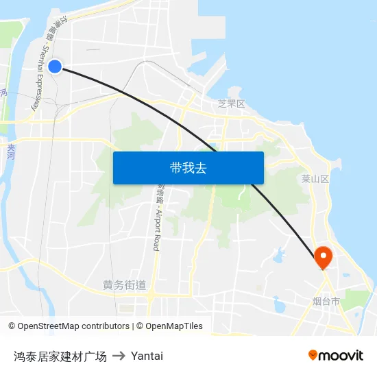 鸿泰居家建材广场 to Yantai map
