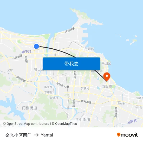 金光小区西门 to Yantai map