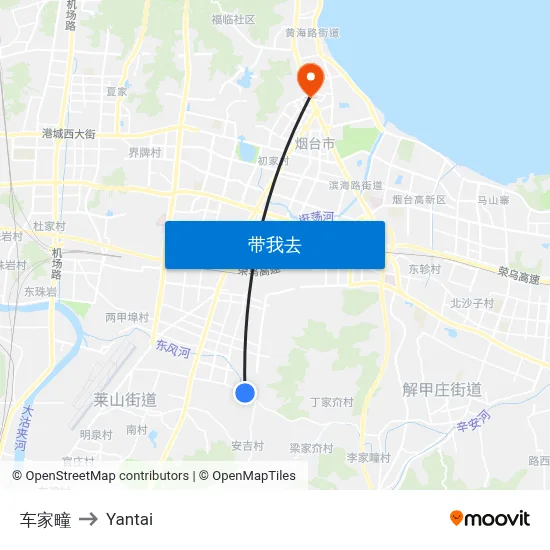 车家疃 to Yantai map
