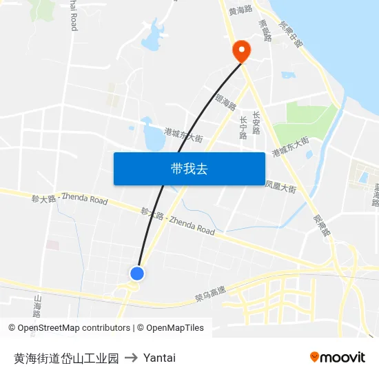 黄海街道岱山工业园 to Yantai map