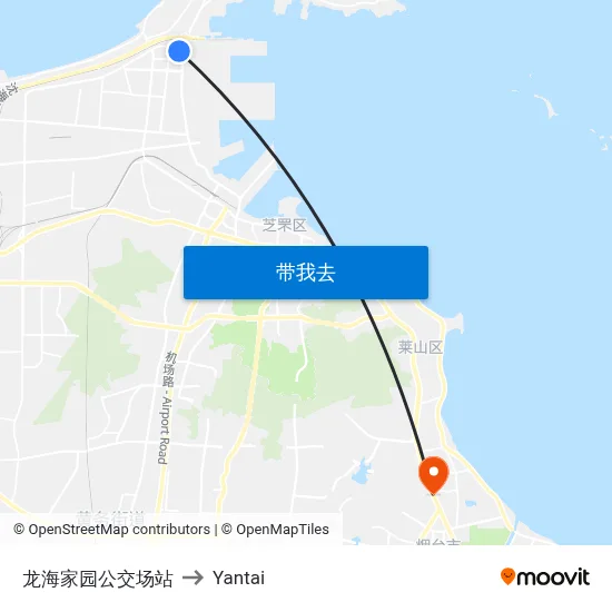 龙海家园公交场站 to Yantai map