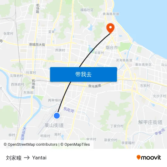刘家疃 to Yantai map