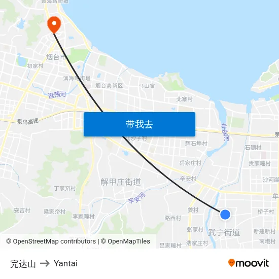 完达山 to Yantai map