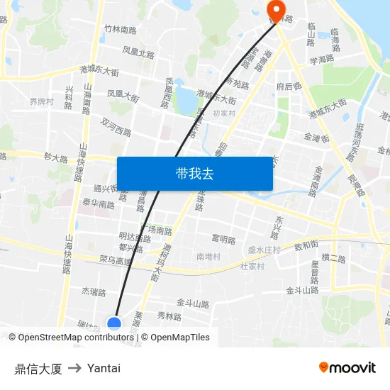 鼎信大厦 to Yantai map