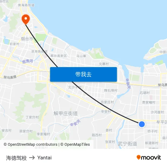 海德驾校 to Yantai map