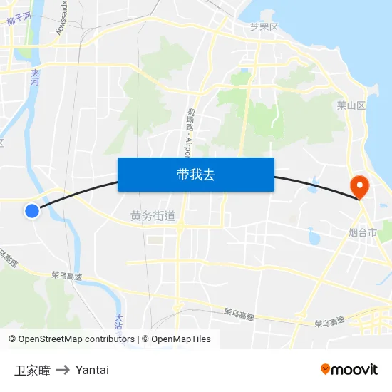 卫家疃 to Yantai map