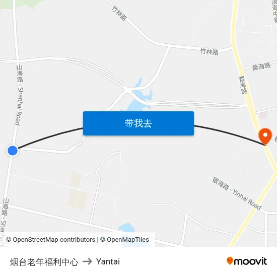 烟台老年福利中心 to Yantai map