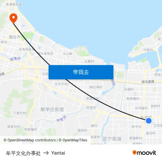 牟平文化办事处 to Yantai map