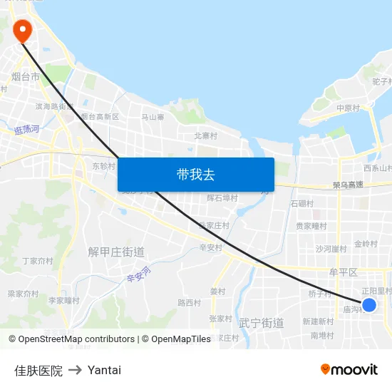佳肤医院 to Yantai map