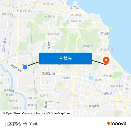 张家南站 to Yantai map