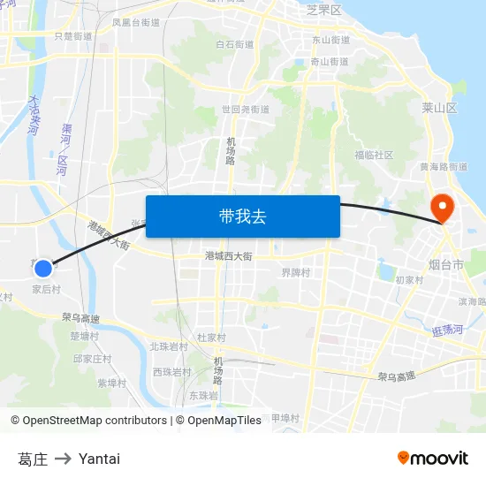 葛庄 to Yantai map