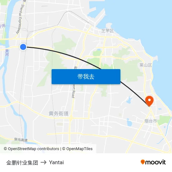 金鹏针业集团 to Yantai map