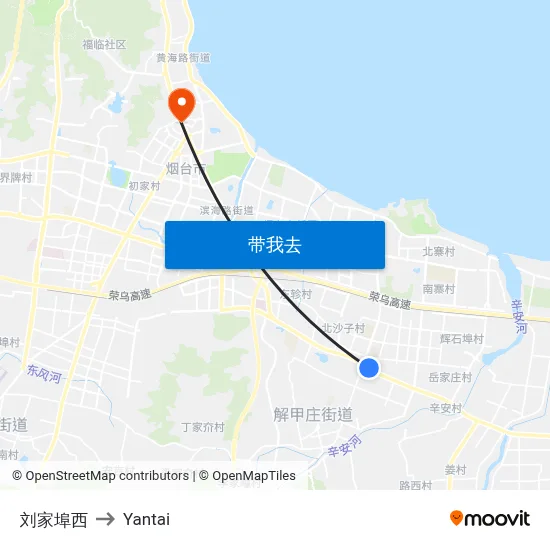 刘家埠西 to Yantai map