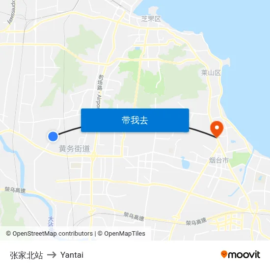 张家北站 to Yantai map