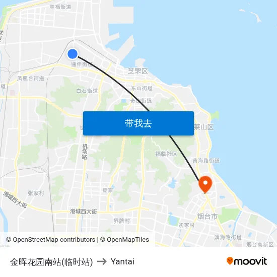 金晖花园南站(临时站) to Yantai map