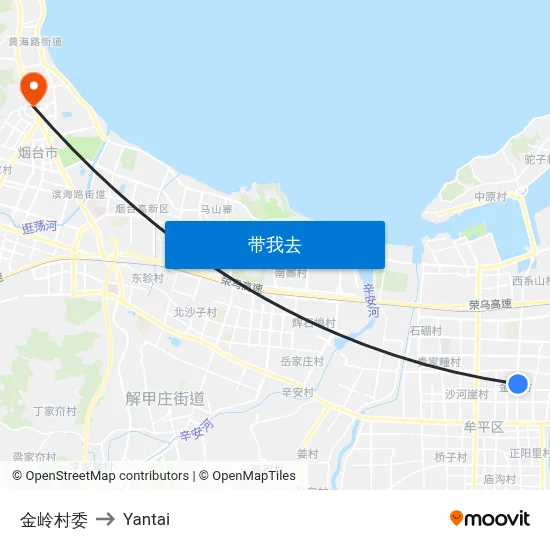 金岭村委 to Yantai map