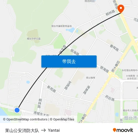 莱山公安消防大队 to Yantai map