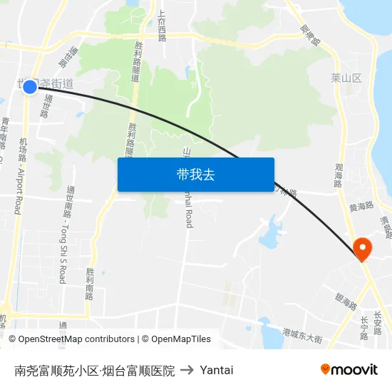 南尧富顺苑小区·烟台富顺医院 to Yantai map