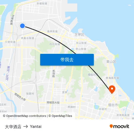 大华酒店 to Yantai map