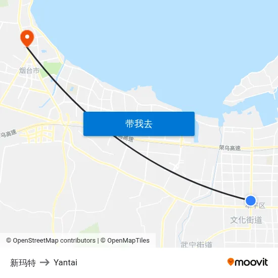 新玛特 to Yantai map