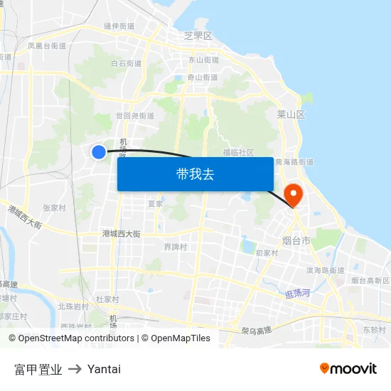 富甲置业 to Yantai map