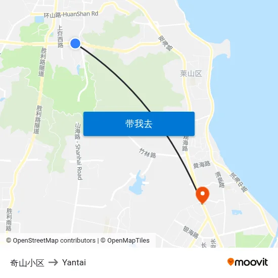 奇山小区 to Yantai map