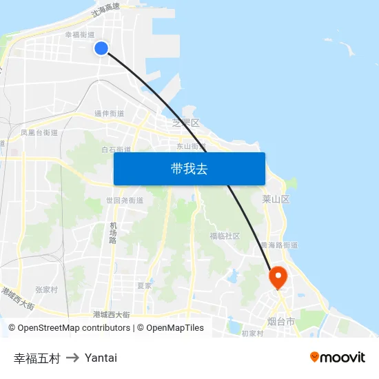 幸福五村 to Yantai map