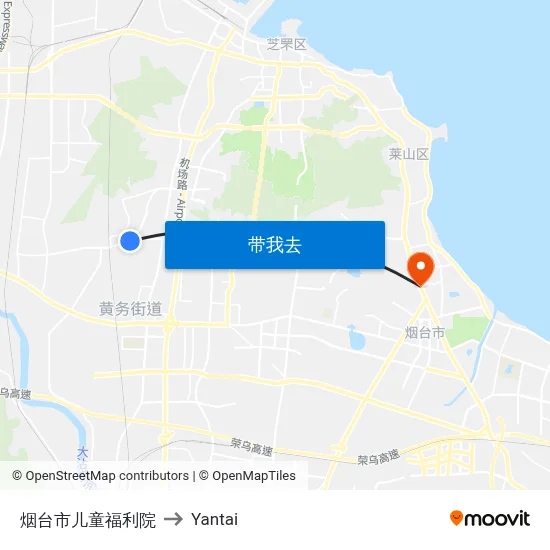 烟台市儿童福利院 to Yantai map