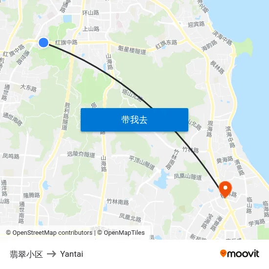 翡翠小区 to Yantai map