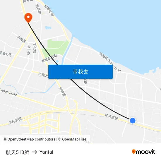 航天513所 to Yantai map