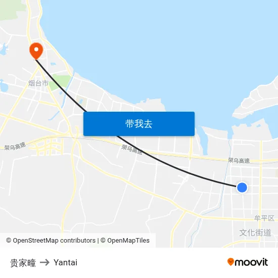 贵家疃 to Yantai map