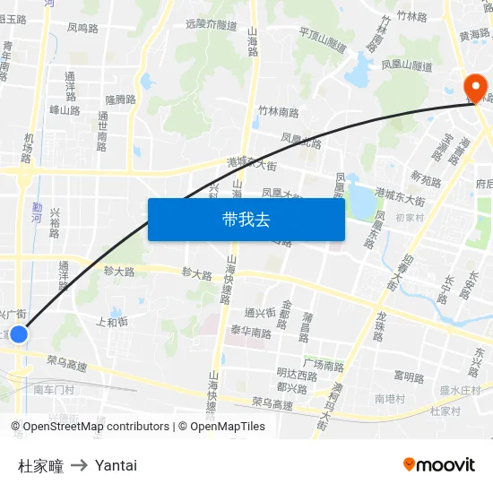 杜家疃 to Yantai map