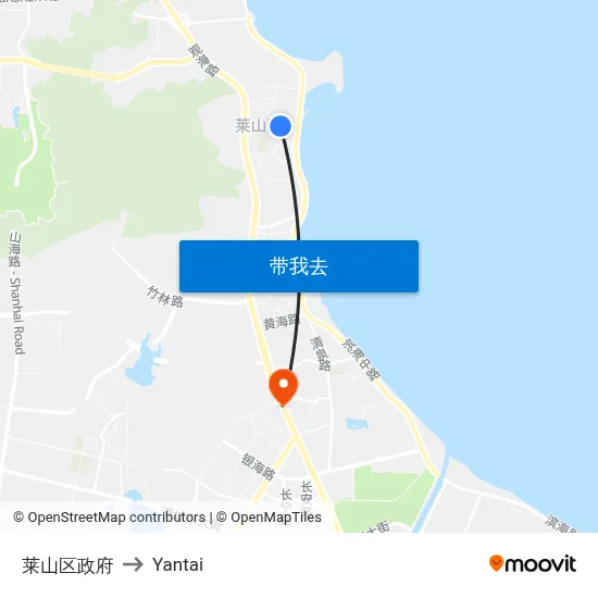 莱山区政府 to Yantai map