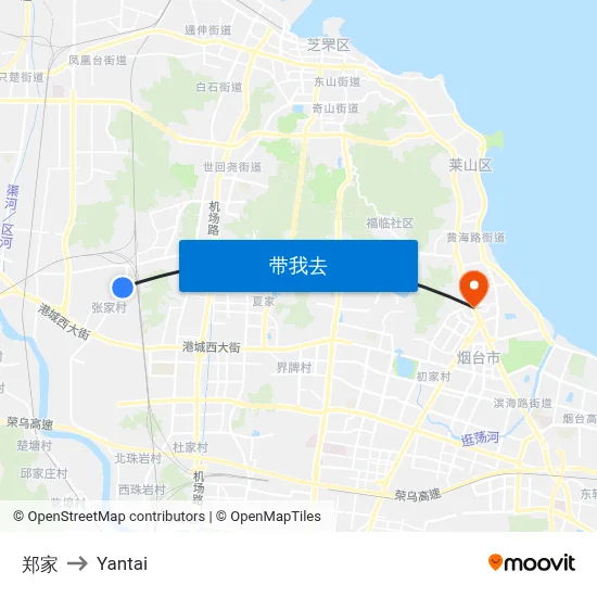 郑家 to Yantai map