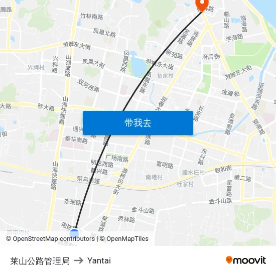 莱山公路管理局 to Yantai map