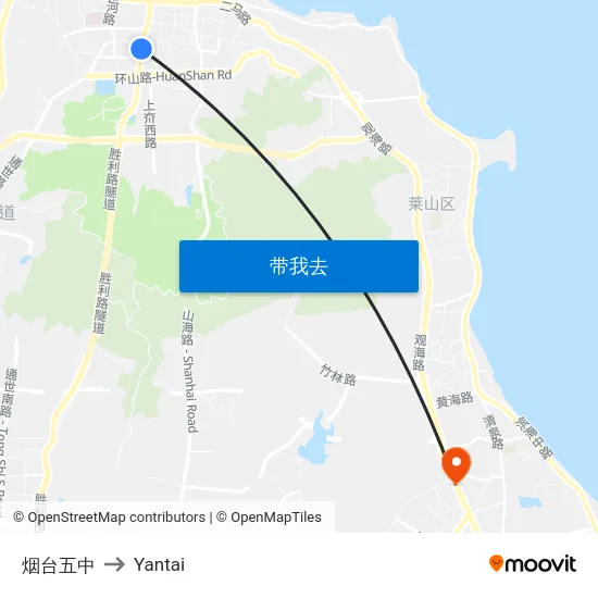 烟台五中 to Yantai map