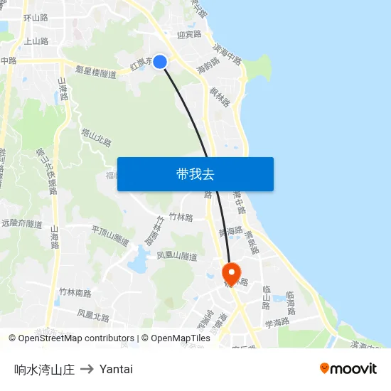 响水湾山庄 to Yantai map