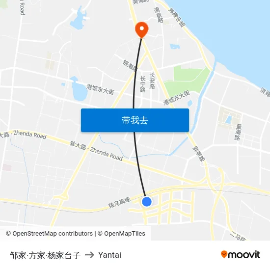 邹家·方家·杨家台子 to Yantai map