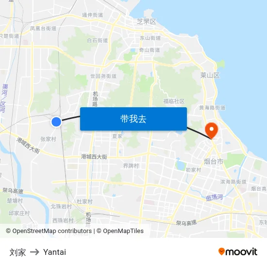 刘家 to Yantai map