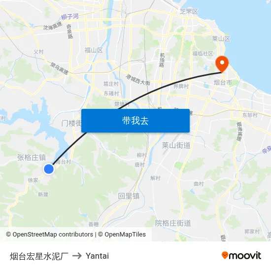 烟台宏星水泥厂 to Yantai map