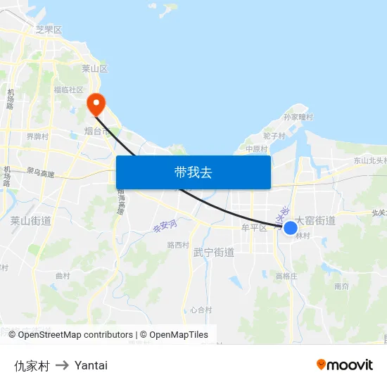 仇家村 to Yantai map
