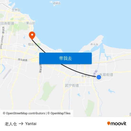 老人仓 to Yantai map
