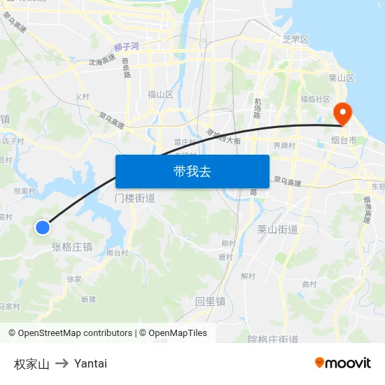权家山 to Yantai map