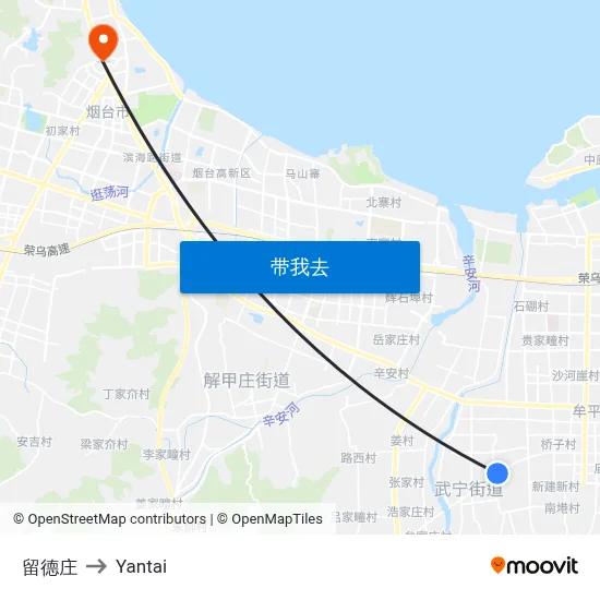 留德庄 to Yantai map