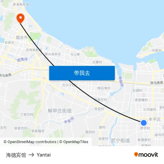 海德宾馆 to Yantai map