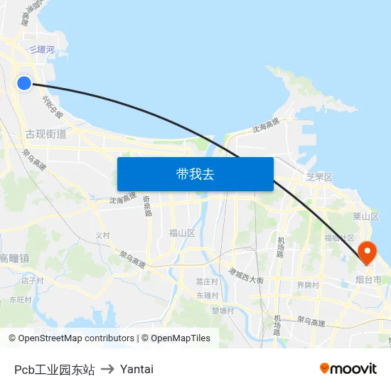 Pcb工业园东站 to Yantai map