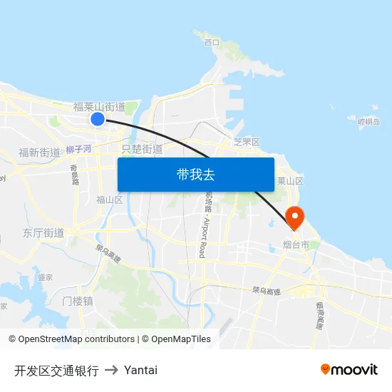 开发区交通银行 to Yantai map