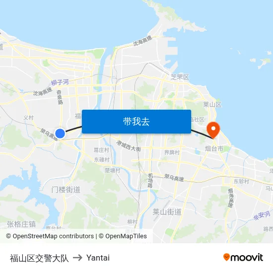 福山区交警大队 to Yantai map
