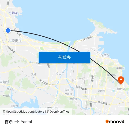 百堡 to Yantai map